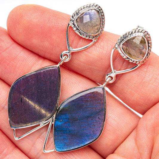 Signature Labradorite Earrings 2 1/8" (925 Sterling Silver) E2689