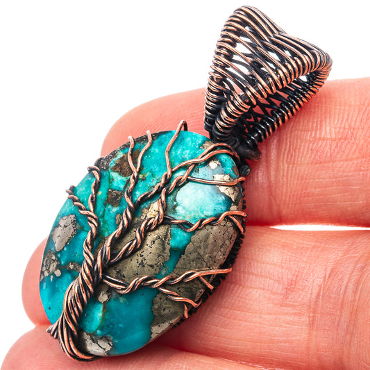 Turquoise Tree of Life 1 5/8" (Oxidized Copper)