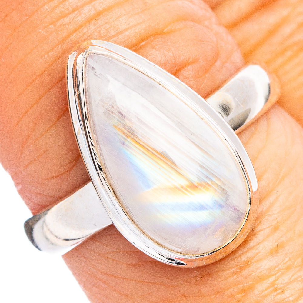 Rainbow Moonstone Ring Size 8 (.925 Sterling Silver)