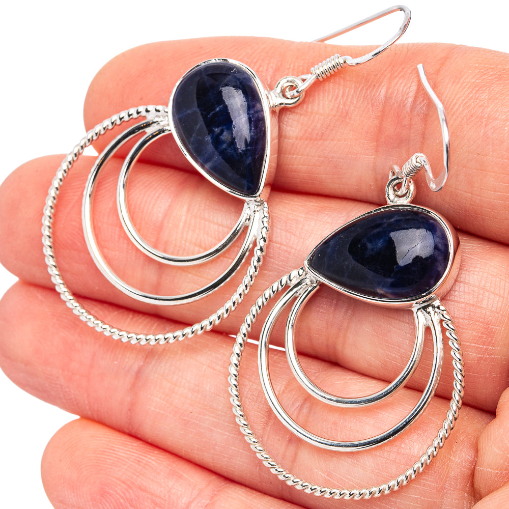 Premium Sodalite Earrings 1 7/8" (.925 Sterling Silver)