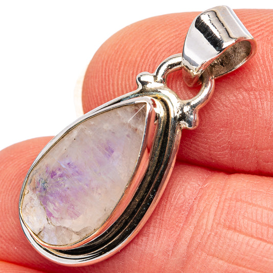 Faceted Rainbow Moonstone Pendant 1 1/8" (.925 Sterling Silver)