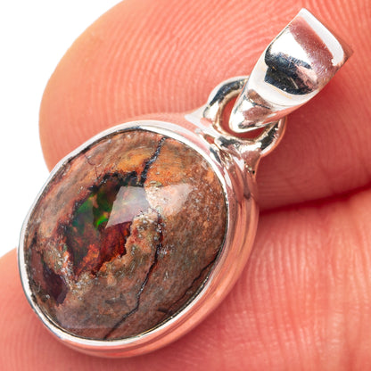 Rare Mexican Fire Opal Pendant 7/8" (.925 Sterling Silver)