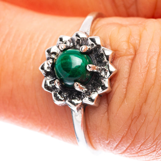 Dainty Malachite Ring Size 7 (.925 Sterling Silver)