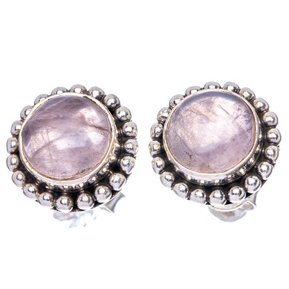 Rose Quartz Earrings 3/8" (925 Sterling Silver) E1533