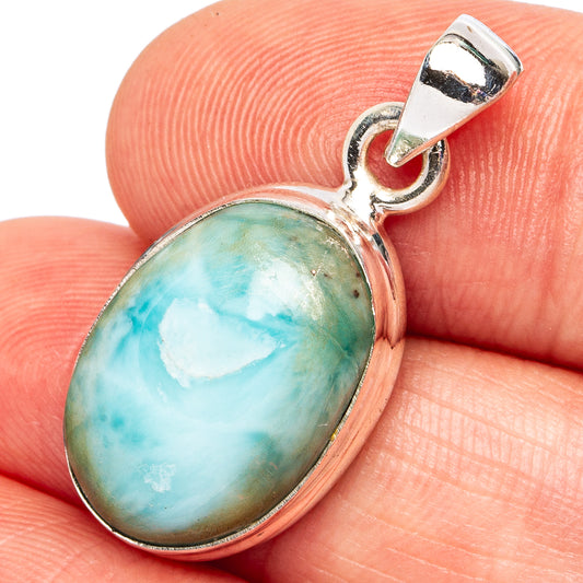 Rare Larimar Pendant 1 1/8" (.925 Sterling Silver)