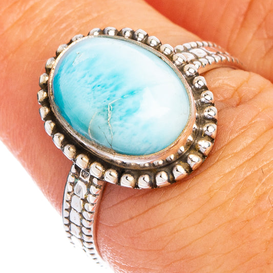 Rare Larimar Ring Size 7.5 (.925 Sterling Silver)