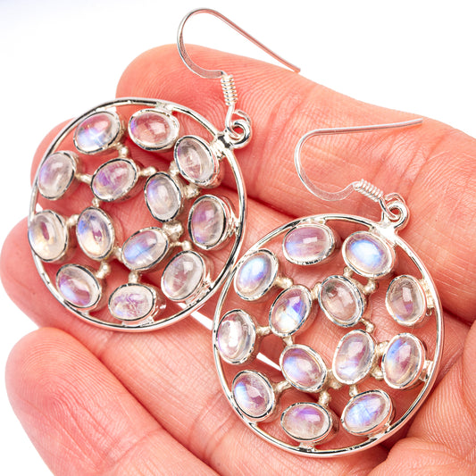 Signature Rainbow Moonstone Earrings 1 7/8" (925 Sterling Silver) E2692