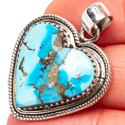 Rare Golden Hills Turquoise Pendant 1 3/8" (.925 Sterling Silver)