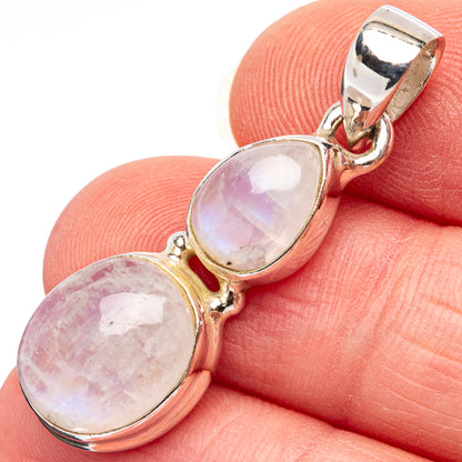 Rainbow Moonstone Pendant 1 3/8" (.925 Sterling Silver)