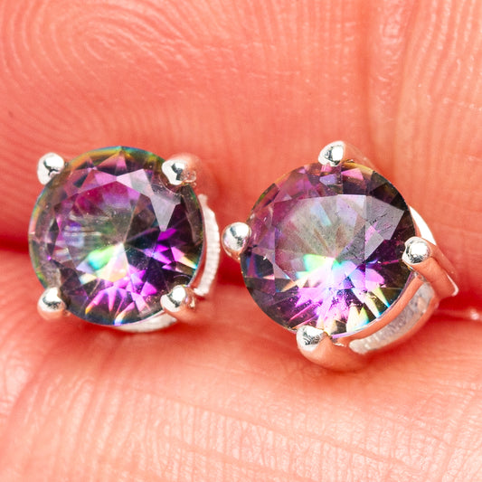 Mystic Topaz Earrings 1/4" (.925 Sterling Silver)