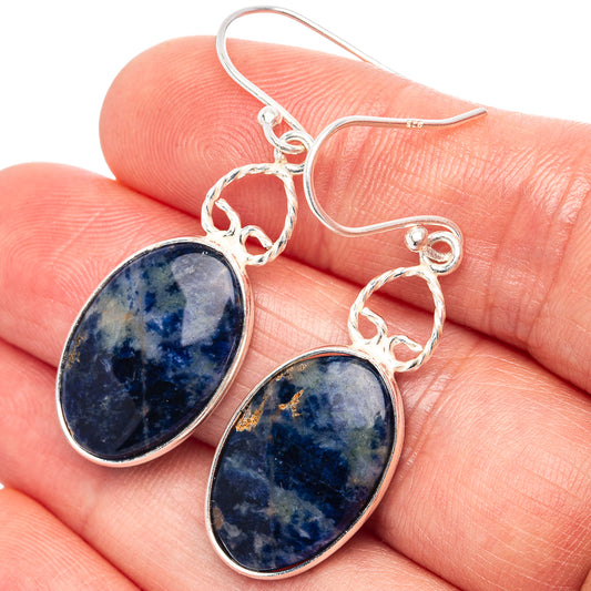 Sodalite Earrings 1 3/4" (.925 Sterling Silver)