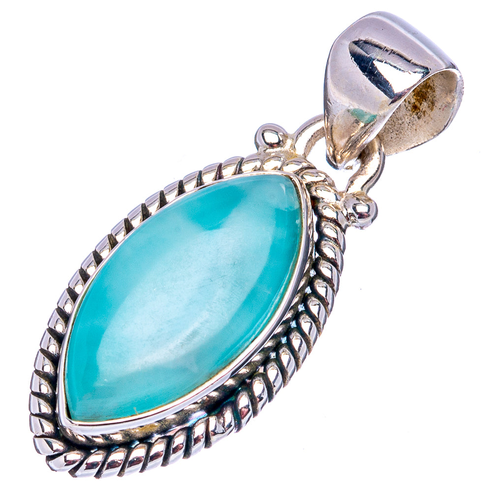 Rare Larimar Pendant 1 1/8" (.925 Sterling Silver)