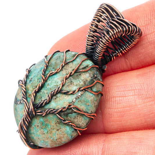 Turquoise Tree of Life Pendant 1 5/8" (Oxidized Copper)