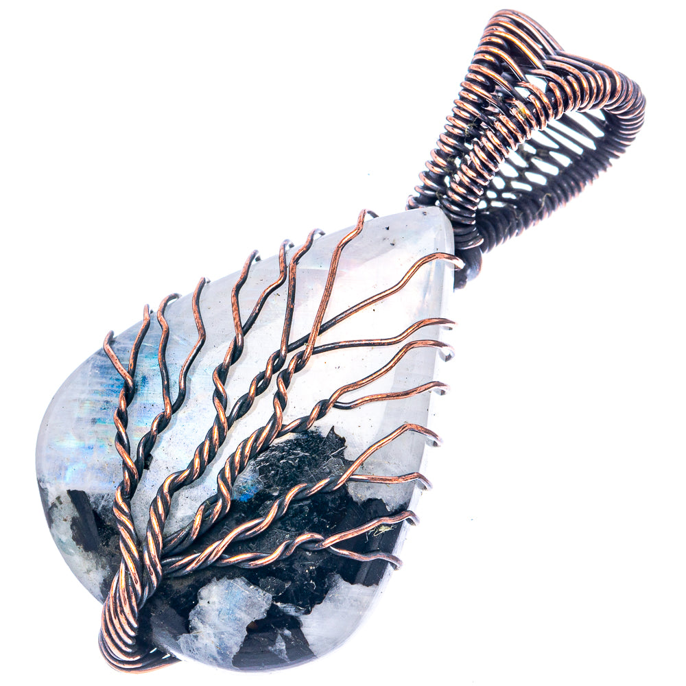 Rainbow Moonstone Tree of Life 1 7/8" (Oxidized Copper)