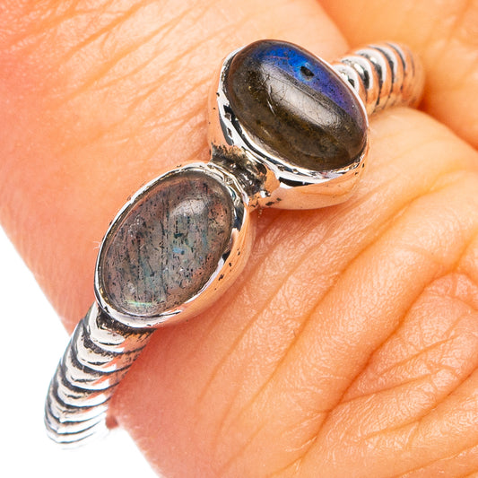 Dainty Labradorite Ring Size 6.75 (925 Sterling Silver) R8648