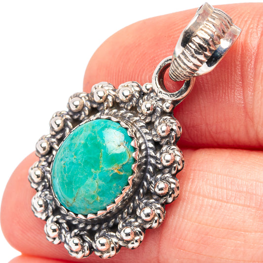 Mohave Turquoise Native Style Pendant 1 3/8" (.925 Sterling Silver)