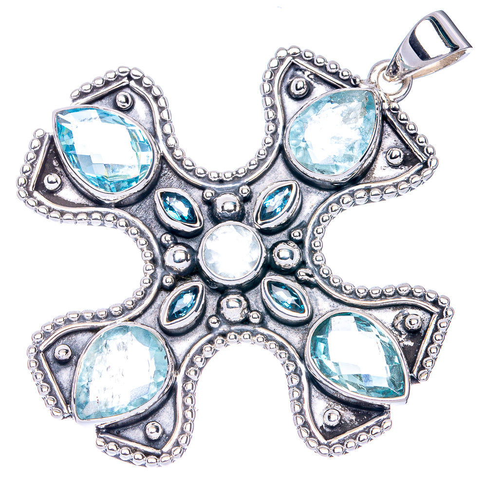 Signature Blue Topaz Pendant 2" (925 Sterling Silver) P41815