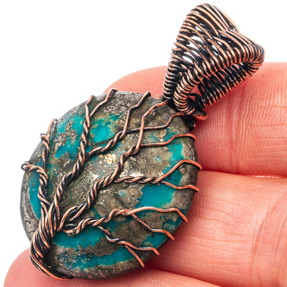 Turquoise Tree of Life 1 5/8" (Oxidized Copper)