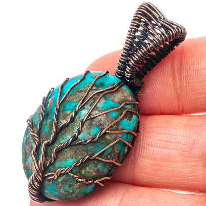 Turquoise Tree of Life 1 7/8" (Oxidized Copper)