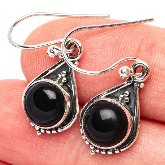 Black Onyx Earrings 1 1/4" (925 Sterling Silver) E3000