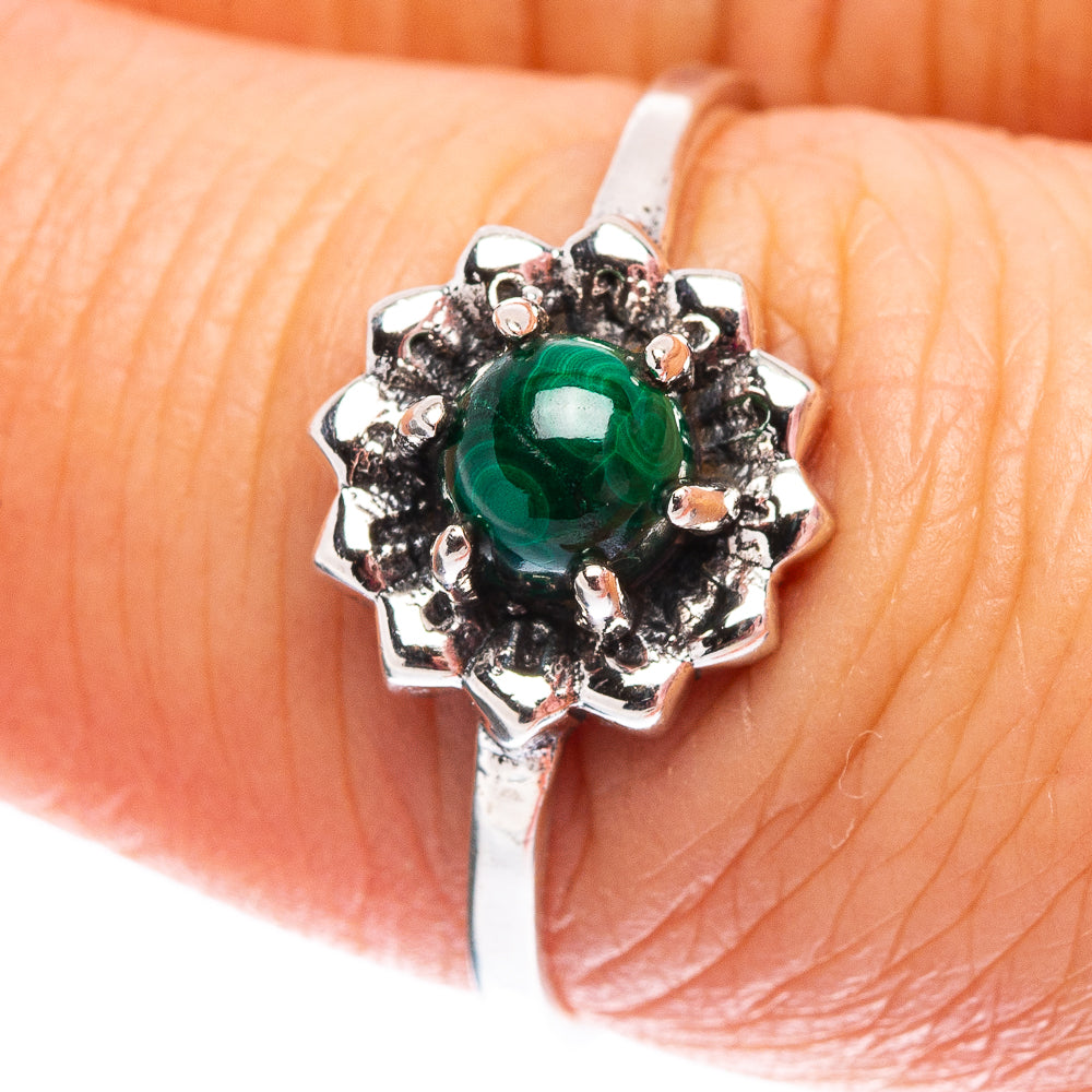 Dainty Malachite Ring Size 8 (.925 Sterling Silver)