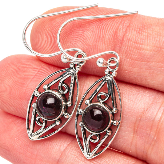 Garnet Earrings 1 1/2" (925 Sterling Silver) E2980