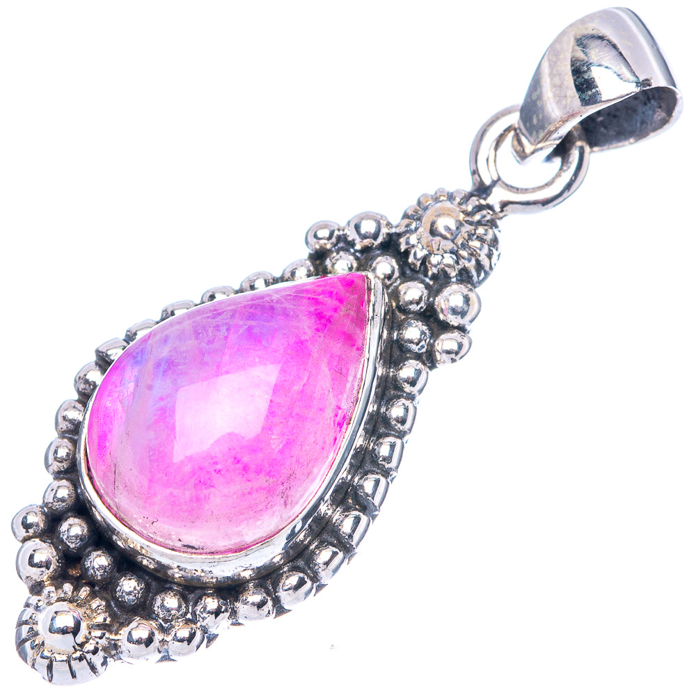 Pink Moonstone Pendant 1 3/8" (925 Sterling Silver) P42496