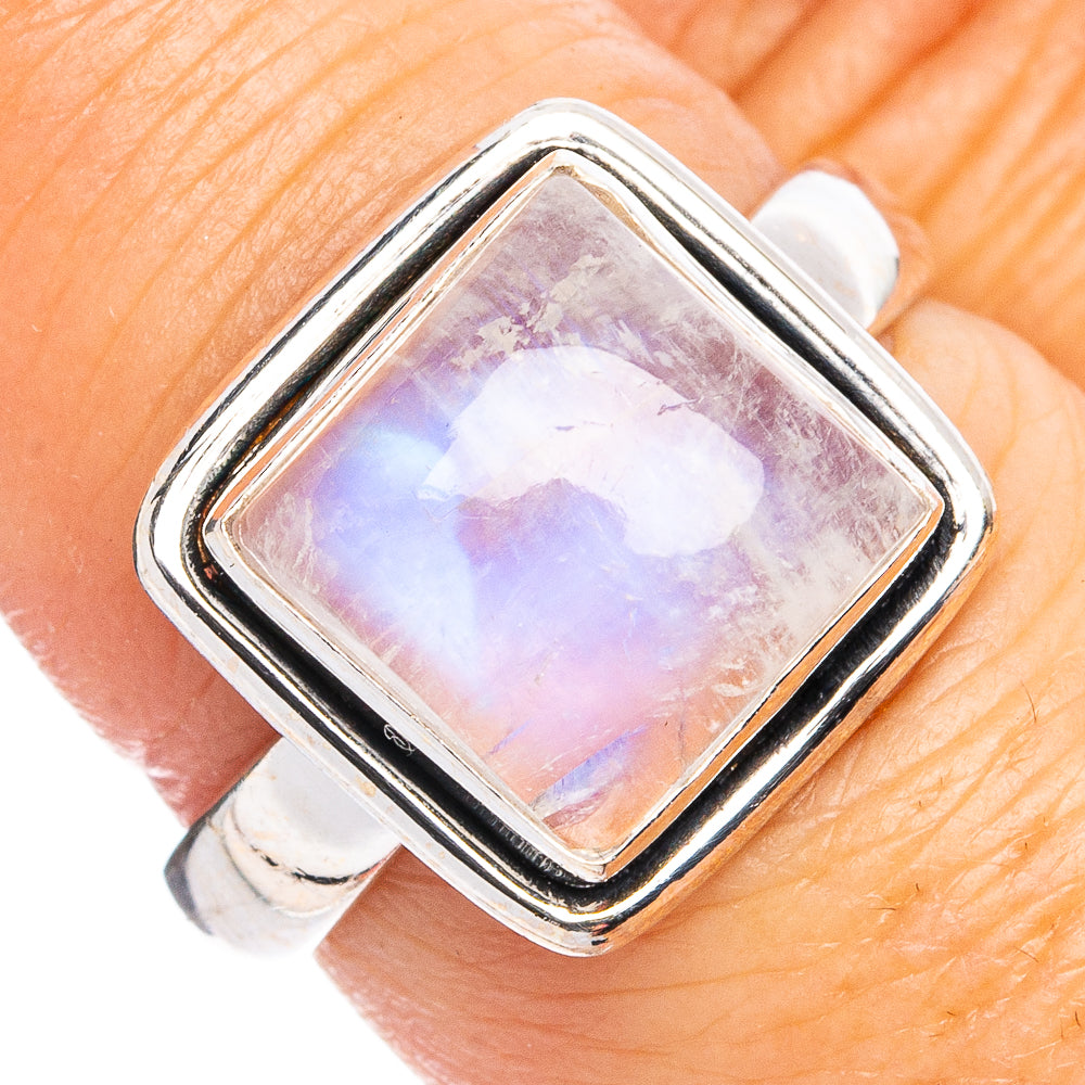 Rainbow Moonstone Ring Size 7.5 (.925 Sterling Silver)