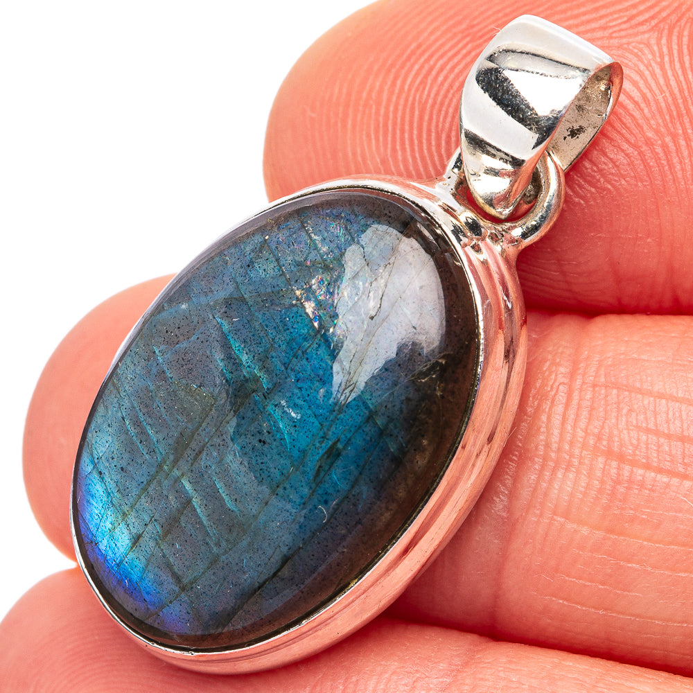 Labradorite Pendant 1 1/4" (.925 Sterling Silver)