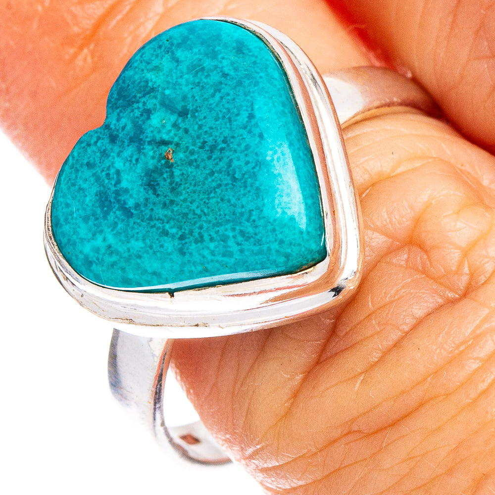 Chrysocolla Heart Ring Size 8.75 (.925 Sterling Silver)