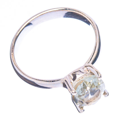 Faceted Green Amethyst Ring Size 6.75 (.925 Sterling Silver)