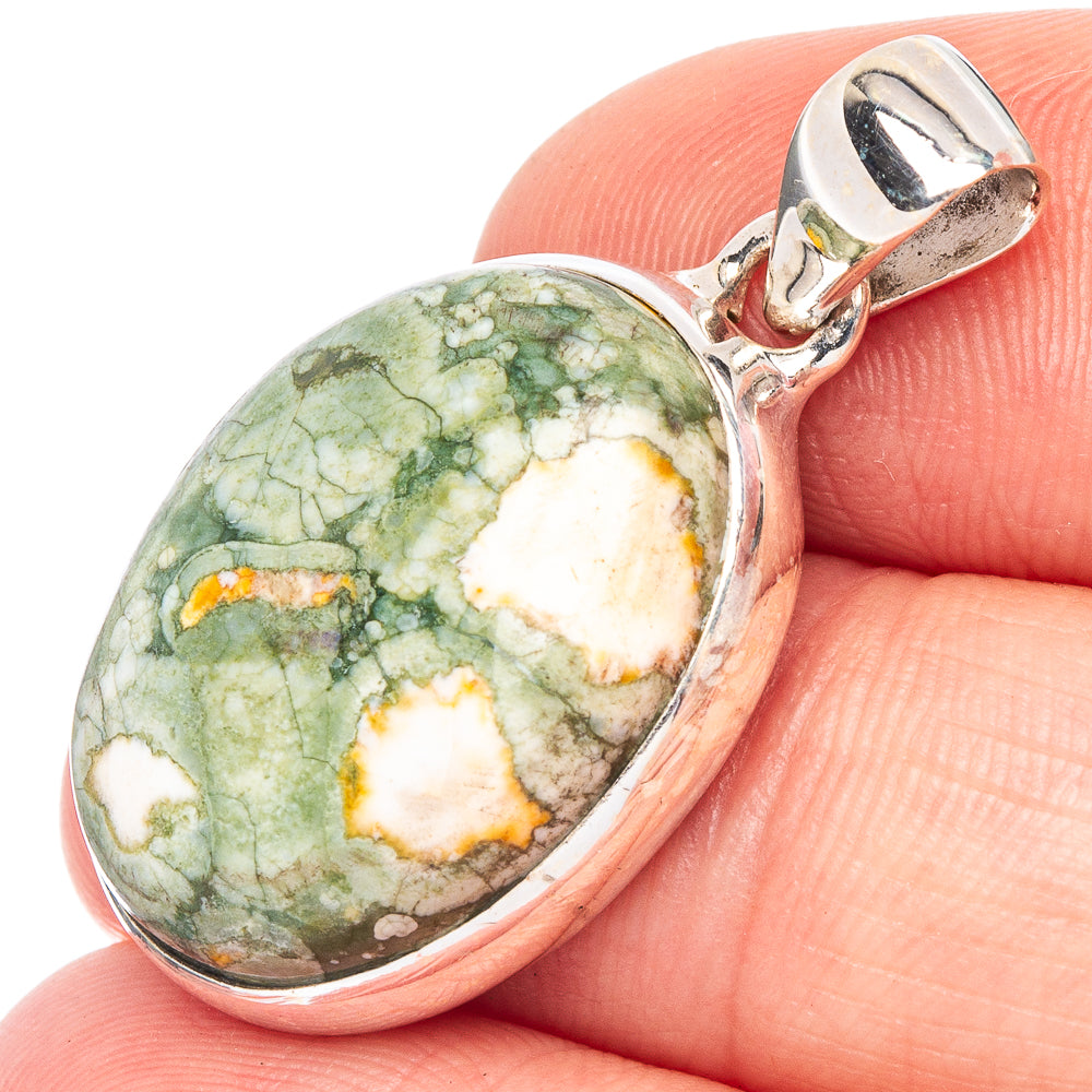 Rainforest Jasper Pendant 1 3/8" (925 Sterling Silver) P44788