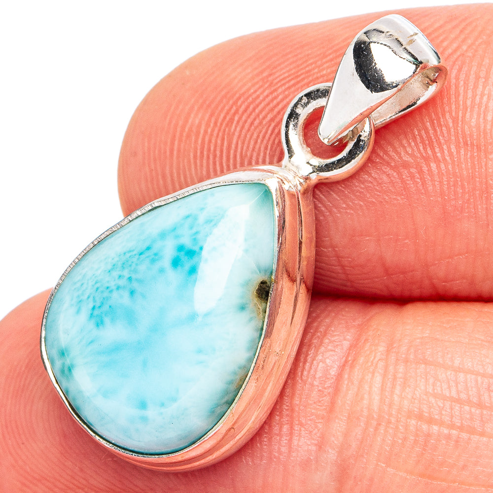 Rare Larimar Pendant 1 1/8" (.925 Sterling Silver)