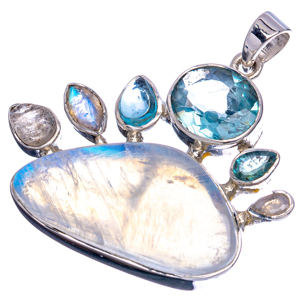 Store Natural Aquamarine, Rainbow Moonstone Pendant 2