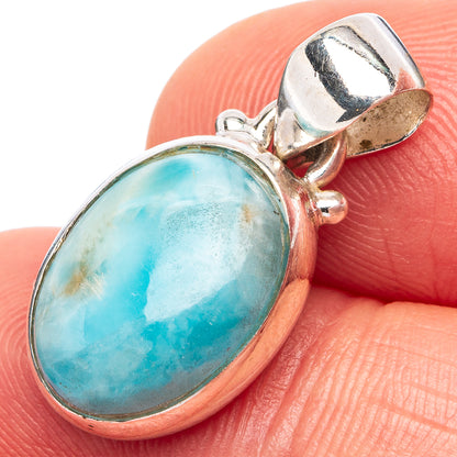 Rare Larimar Pendant 7/8" (.925 Sterling Silver)