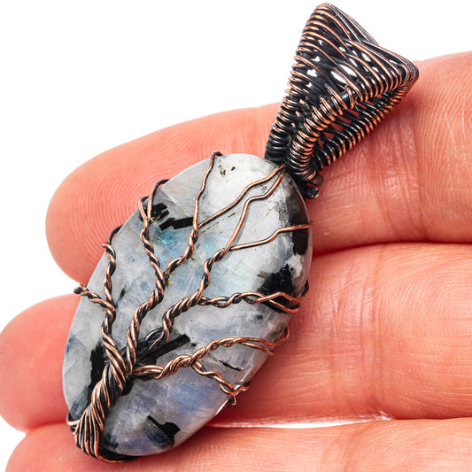 Rainbow Moonstone Tree of Life 1 7/8" (Oxidized Copper)