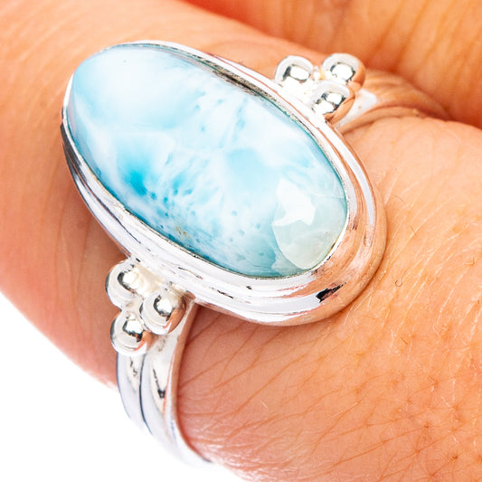 Rare Larimar Ring Size 7.75 (.925 Sterling Silver)