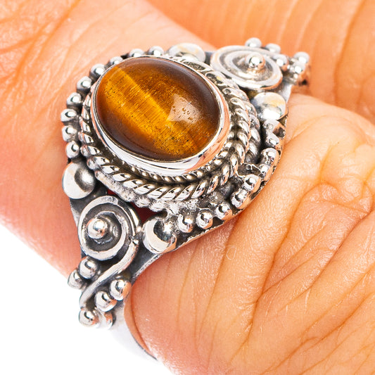 Dainty Tiger Eye Ring Size 6.25 (925 Sterling Silver) R8618