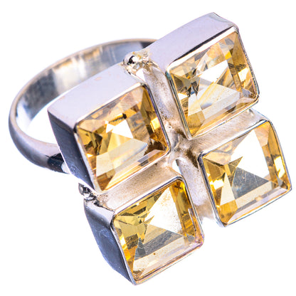 Large Faceted Citrine 925 Sterling Silver Ring Size 7.25