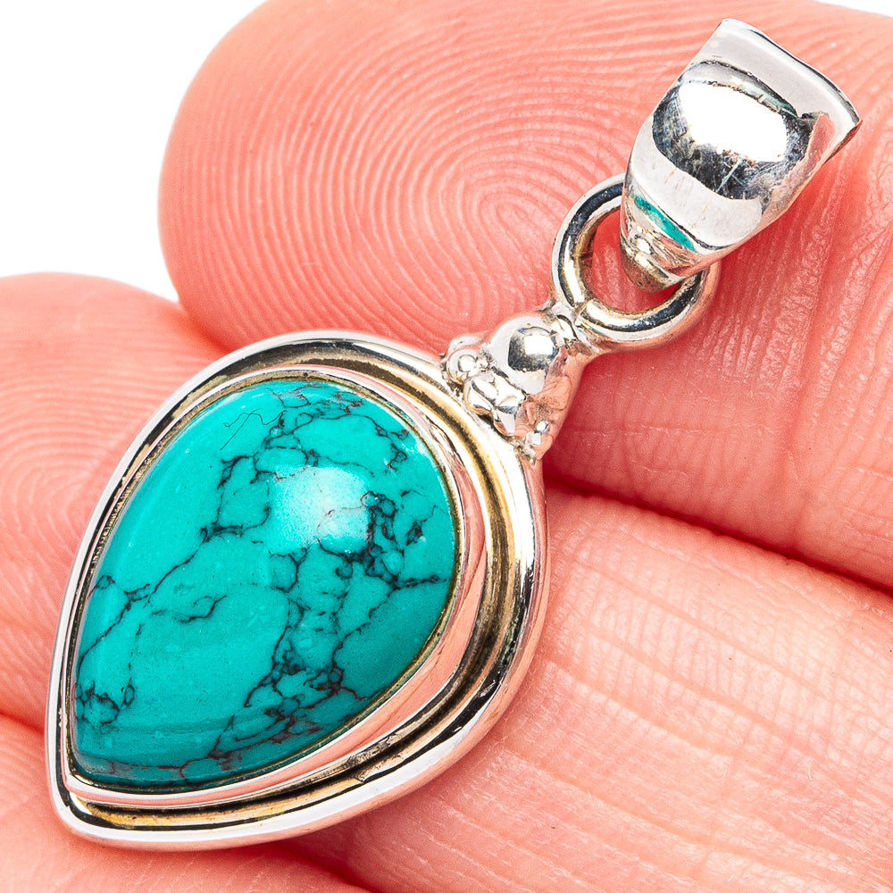 Turquoise Howlite Pendant 1 1/4" (925 Sterling Silver) P45378