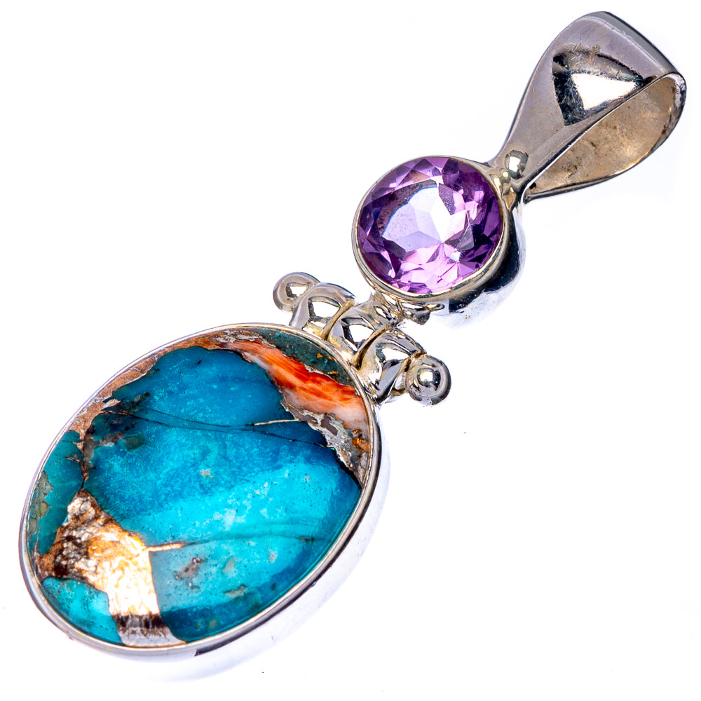 925 Silver Turquoise & hot Amethyst Pendant