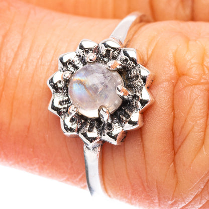 Dainty Rainbow Moonstone Ring Size 6 (.925 Sterling Silver)