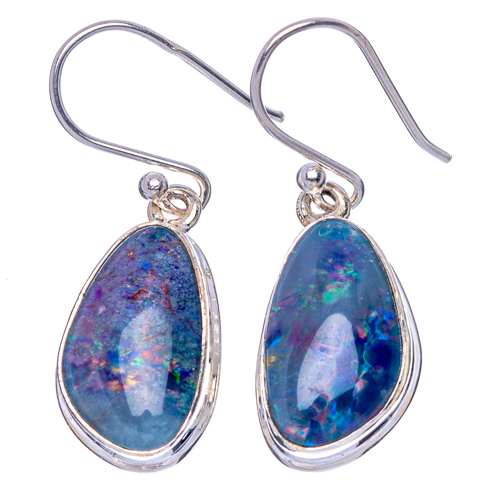 Rare Triplet Opal Earrings 1 1/4" (925 Sterling Silver) E1861