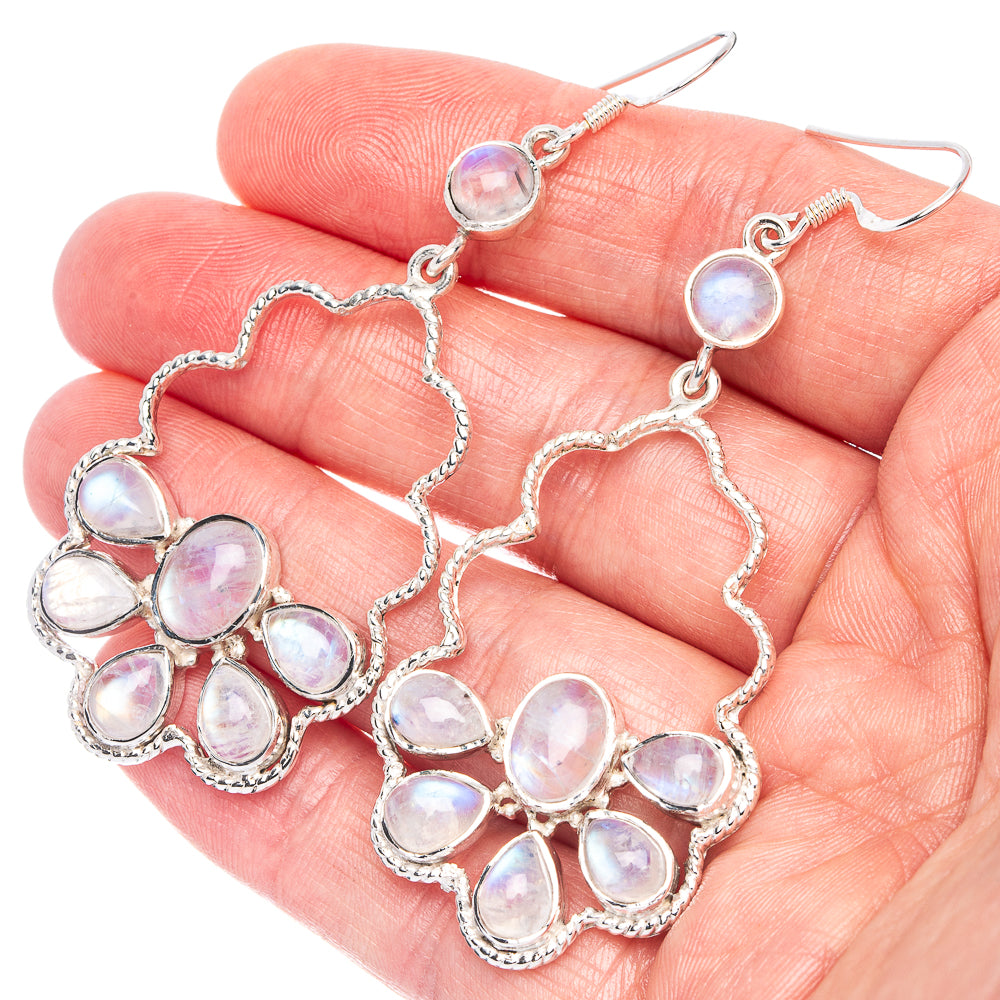 Signature Rainbow Moonstone Earrings 2 3/4" (925 Sterling Silver) E1353