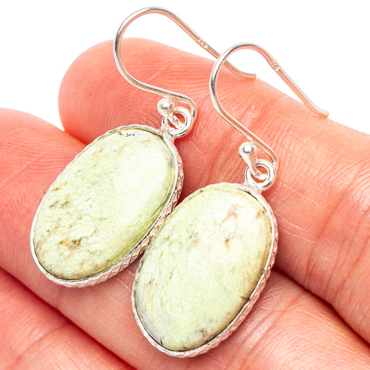 Lemon Chrysoprase Earrings 1 3/8" (925 Sterling Silver) E2389