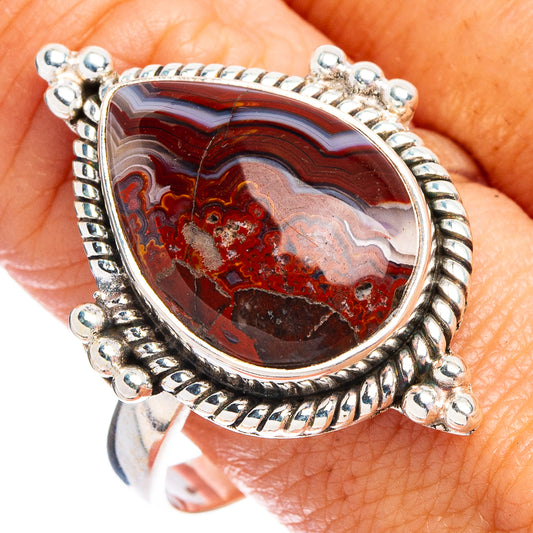 Crazy Lace Agate Ring Size 11.75 (.925 Sterling Silver)