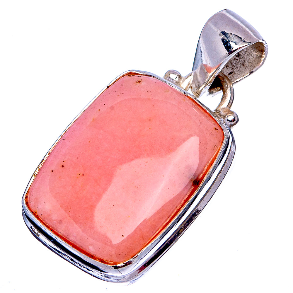 Pink Opal Pendant 1 1/8" (.925 Sterling Silver)