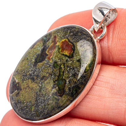 Dragon's Blood Jasper Pendant 1 5/8" (.925 Sterling Silver)