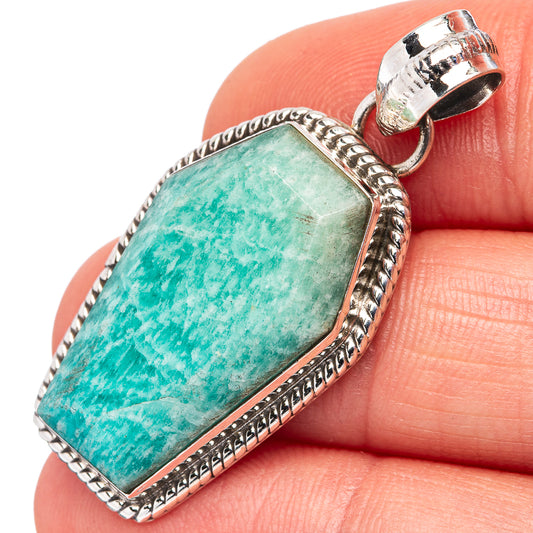 Amazonite Pendant 1 5/8" (.925 Sterling Silver)