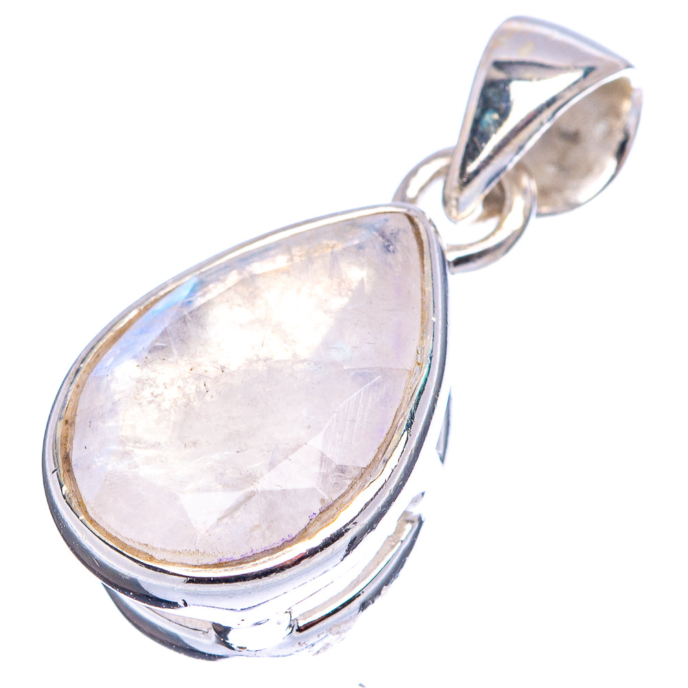 Faceted Rainbow Moonstone Pendant 7/8" (.925 Sterling Silver)